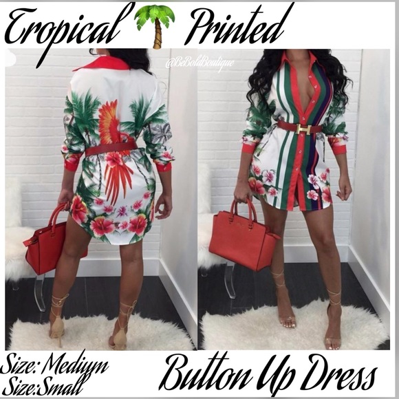 Be Bold Boutique Dresses & Skirts - 🍃 Tropical Printed Button Up Dress
